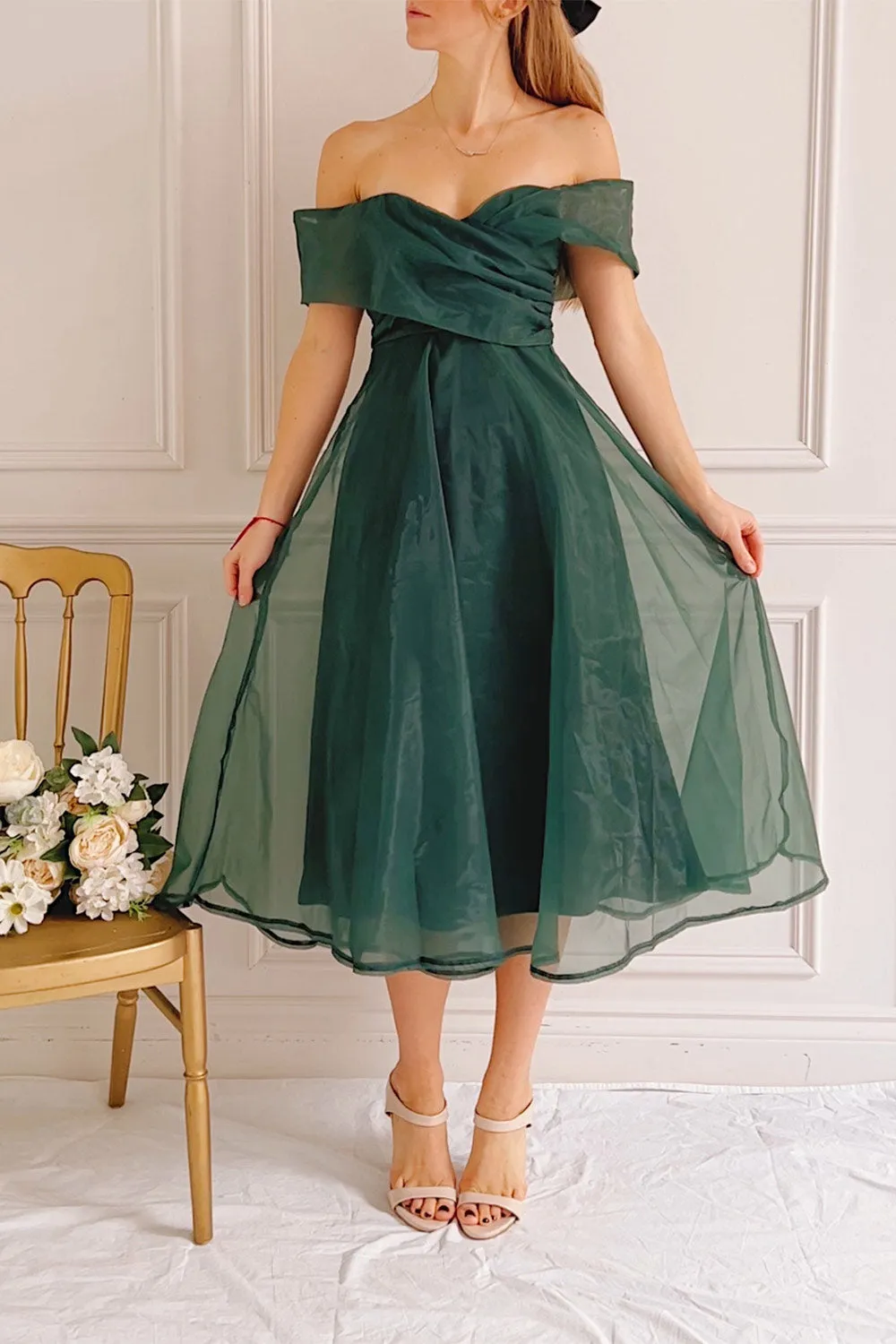 Holly Green | Off-Shoulder Organza Midi Dress sold by Boutique 1861 product image thumbnail 2