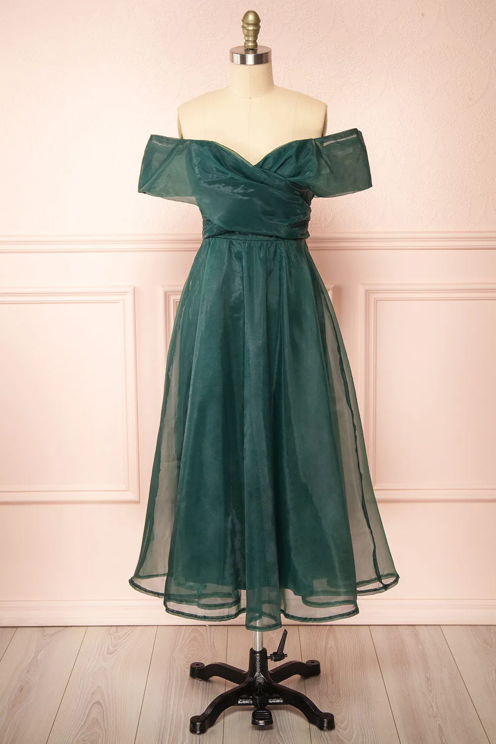 Holly Green | Off-Shoulder Organza Midi Dress sold by Boutique 1861