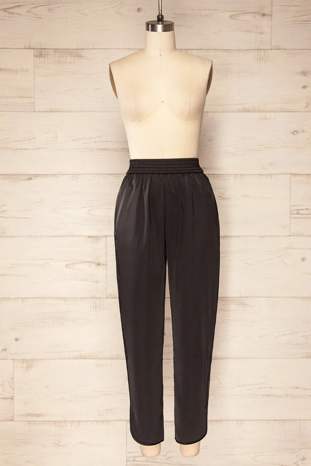 Oshawa | Straight Leg Satin Pants w/ Elastic Waist sold by Boutique 1861