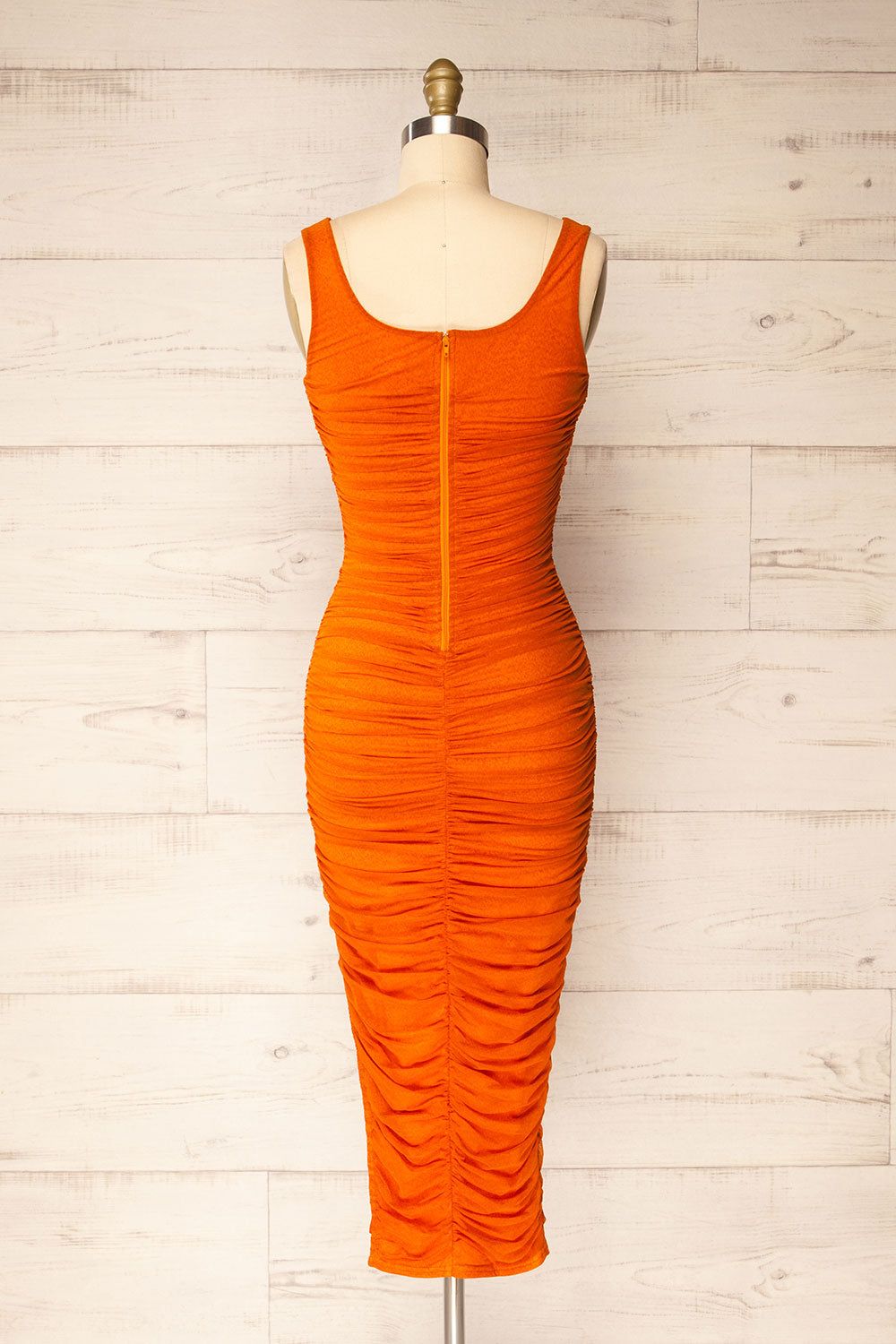 Fecho Orange | Fitted Ruched Midi Dress sold by Boutique 1861 product image thumbnail 5