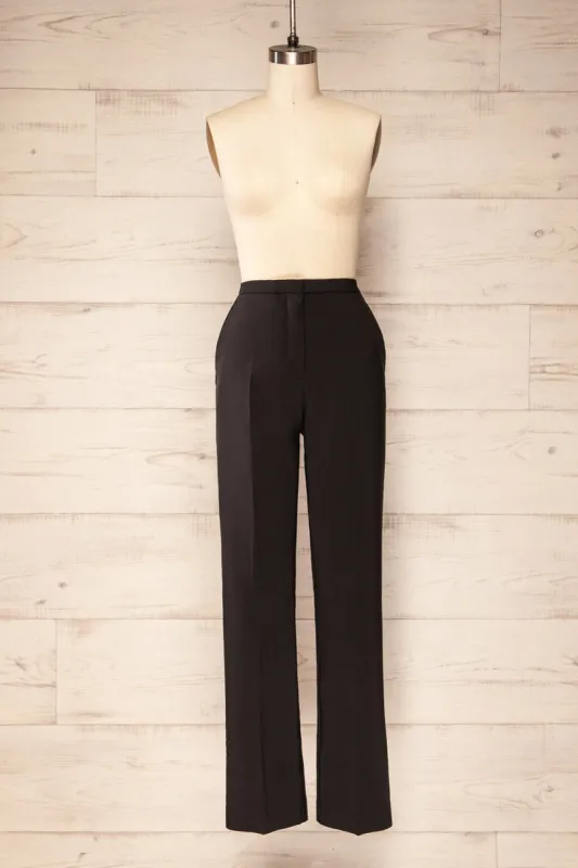 Kokola Black | High-Waisted Straight Leg Pants sold by Boutique 1861