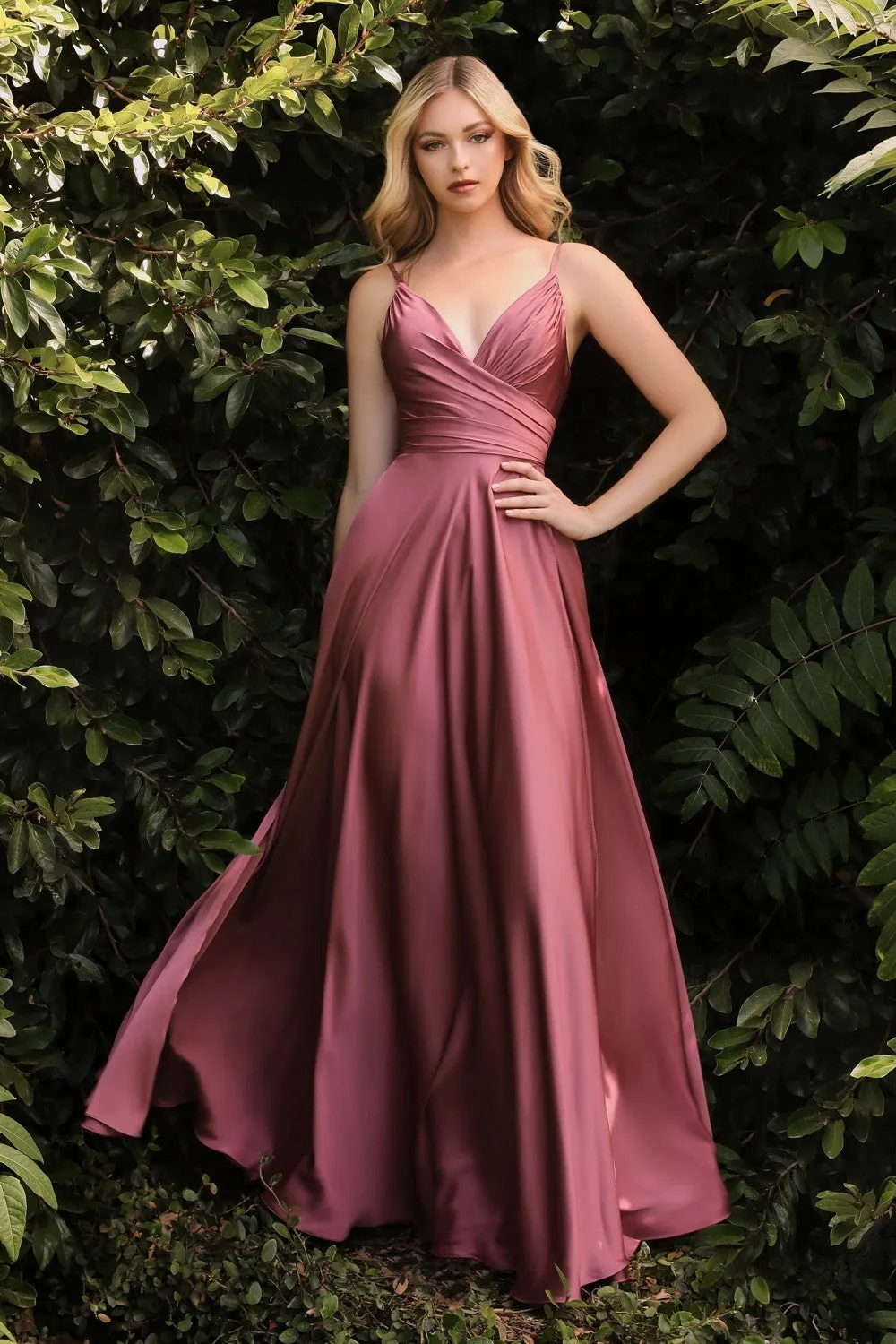 Lizza Mauve | Satin Maxi Dress with Slit sold by Boutique 1861 product image thumbnail 3