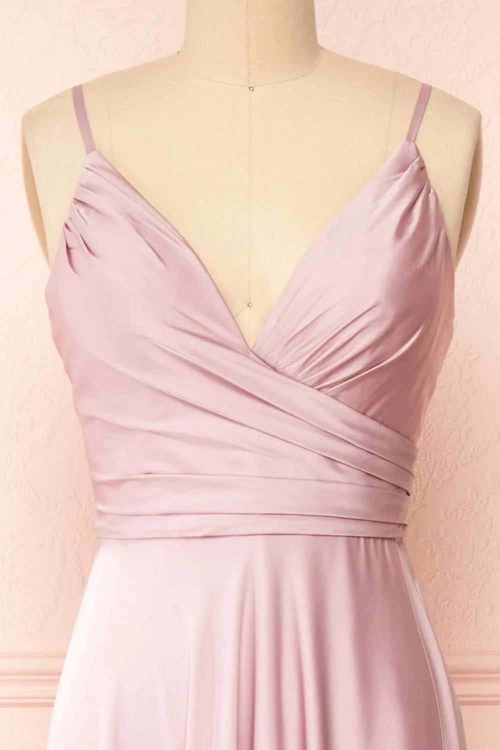 Lizza Mauve | Satin Maxi Dress with Slit sold by Boutique 1861 product image thumbnail 4