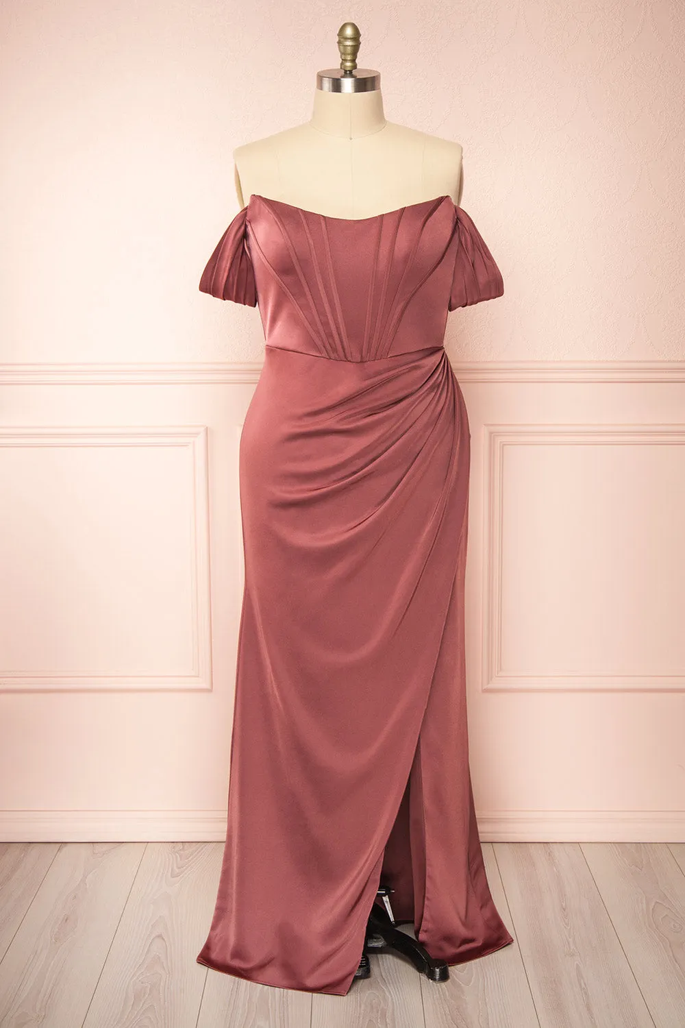 Namie Mauve | Corset Maxi Dress w/ Removable Straps sold by Boutique 1861