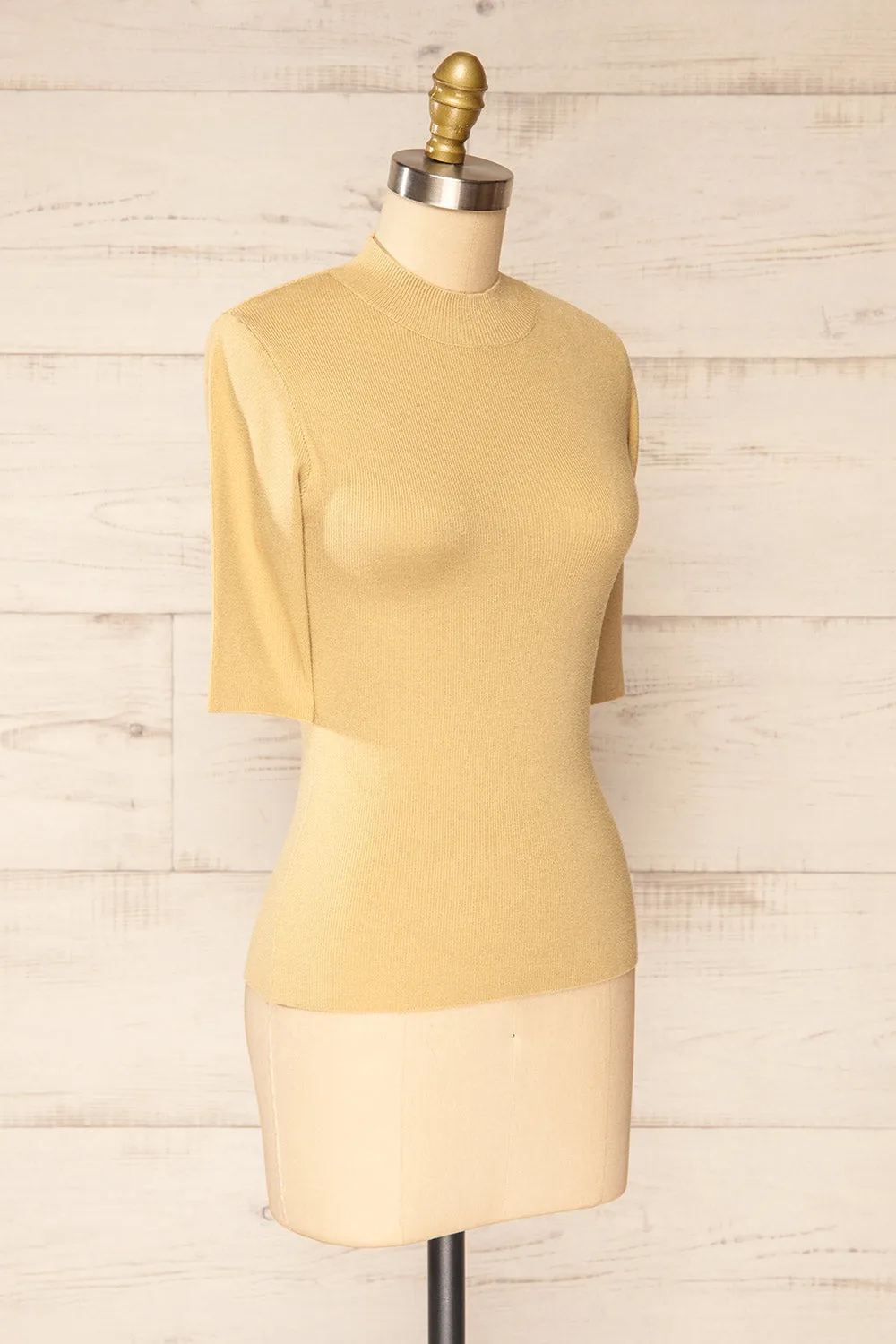 Palermo Beige | Short Sleeve Mock Neck Top sold by Boutique 1861 product image thumbnail 3