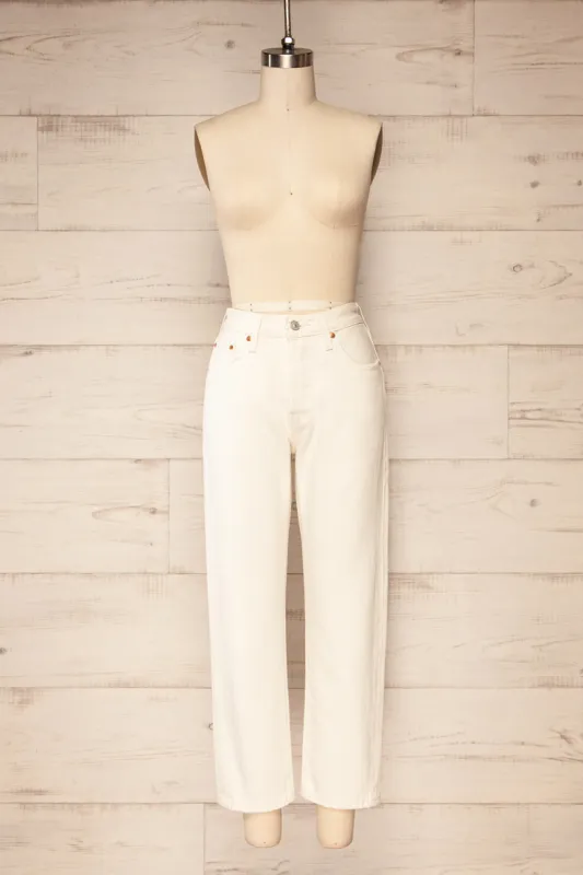 Cassius | Ivory High-Waisted Straight Leg Jeans sold by Boutique 1861