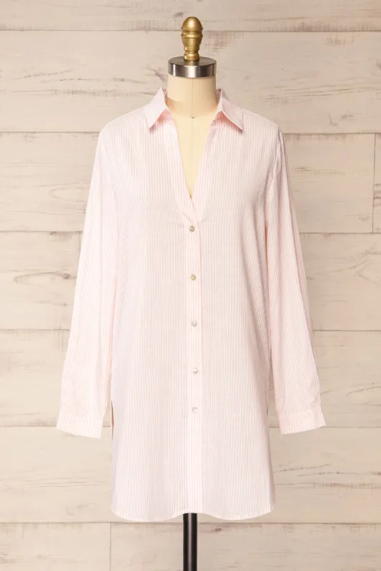 Stannard | Long Pink Striped Shirt sold by Boutique 1861