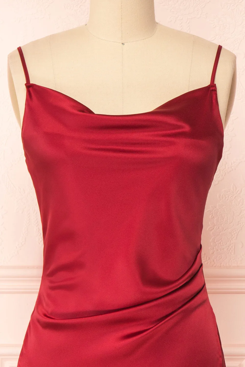 Chloe Wine | Cowl Neck Satin Slip Dress sold by Boutique 1861 product image thumbnail 3