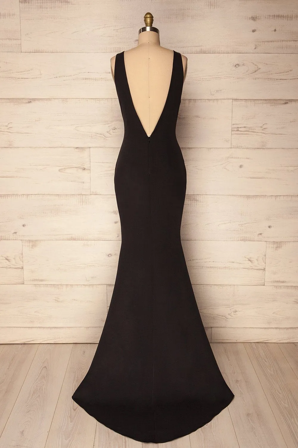 Sanya Black | Backless Mermaid Gown sold by Boutique 1861