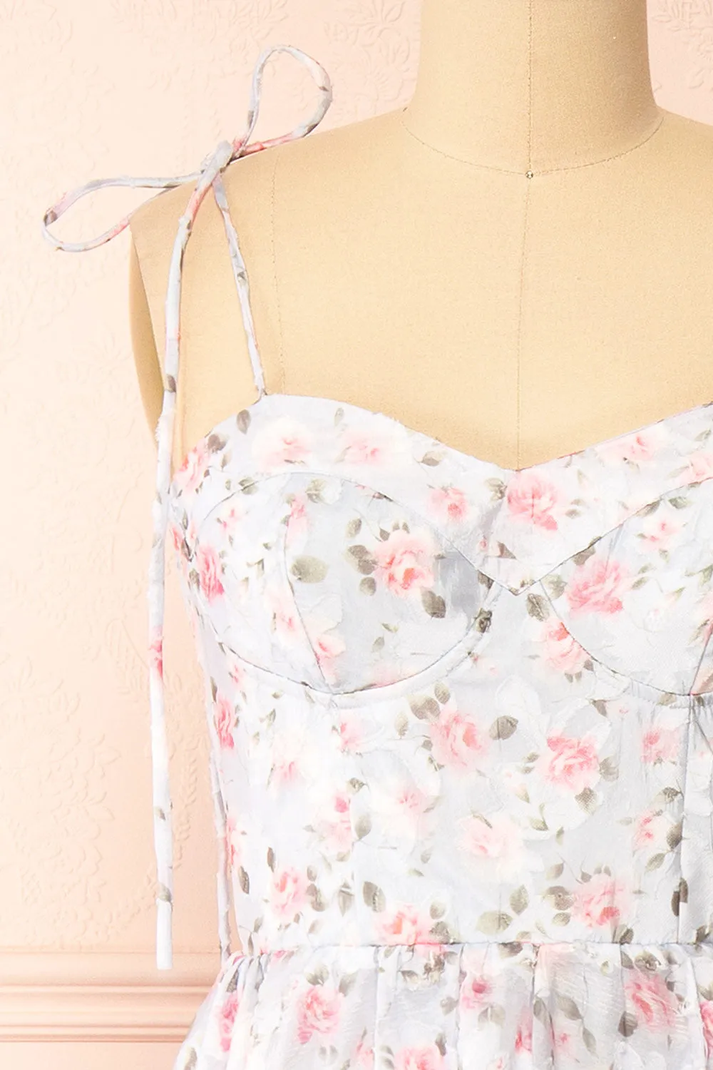 Saphira | Blue Bustier Floral Midi Dress sold by Boutique 1861 product image thumbnail 3