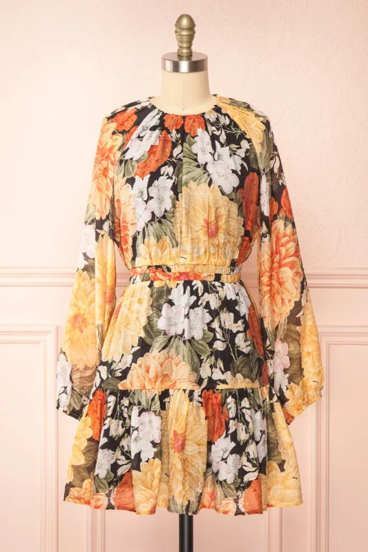 Zelaraine | Short Floral Dress w/ Long Sleeves sold by Boutique 1861