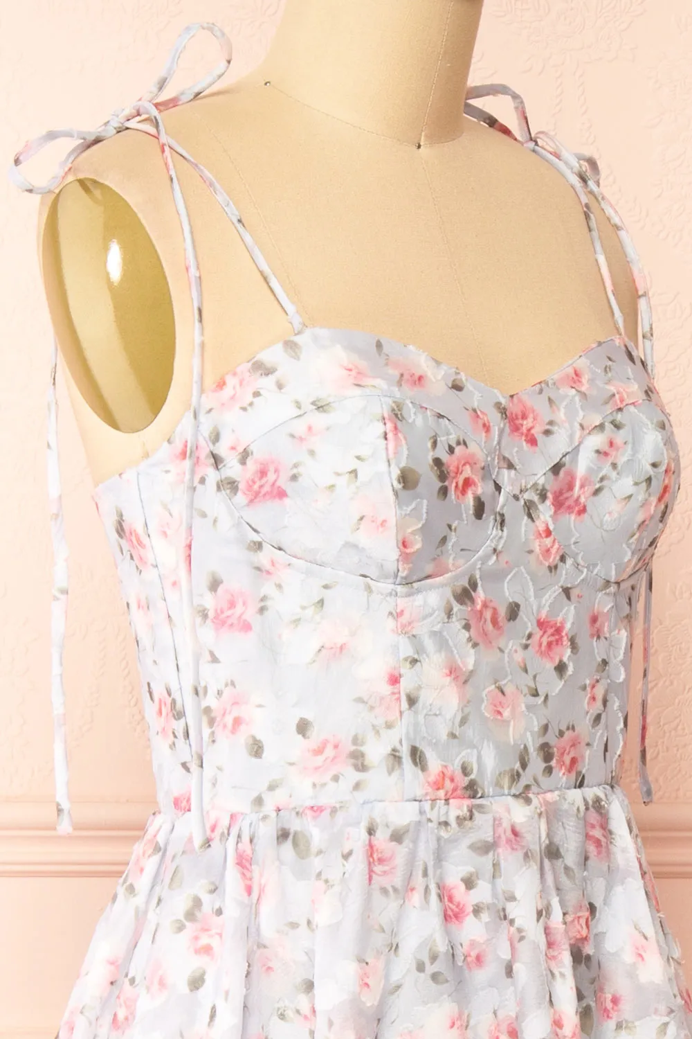 Saphira | Blue Bustier Floral Midi Dress sold by Boutique 1861 product image thumbnail 5