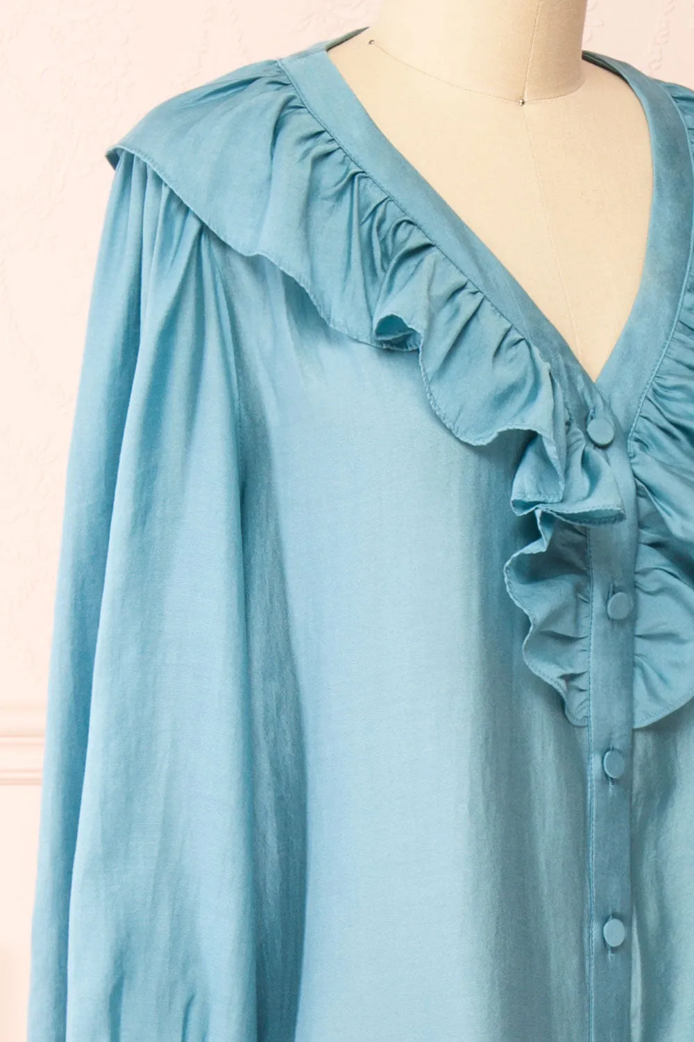 Felicie Blue | Long Sleeve Blouse w/ Ruffle Collar sold by Boutique 1861 product image thumbnail 4