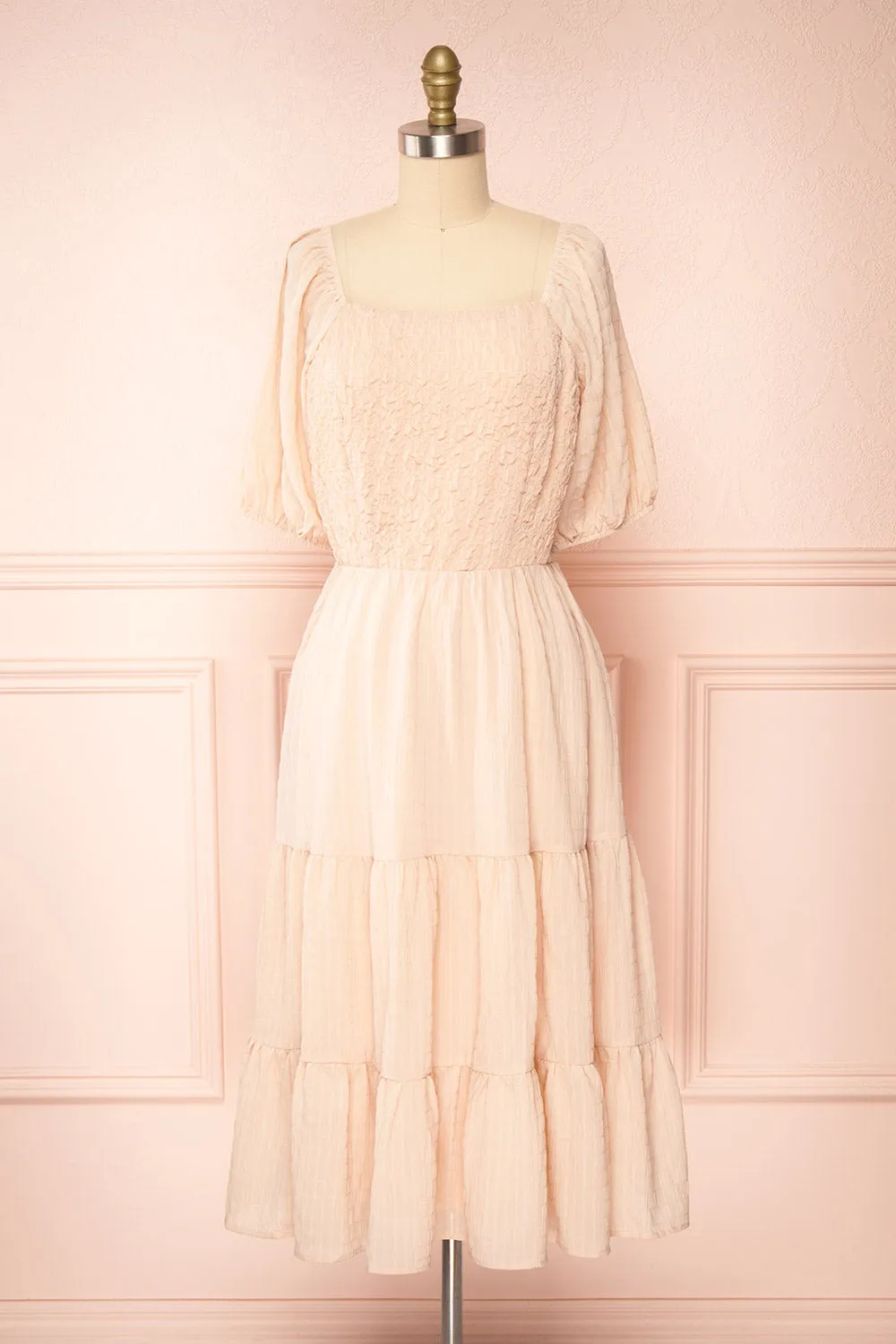 Parthenia | A-Line Tiered Midi Dress sold by Boutique 1861