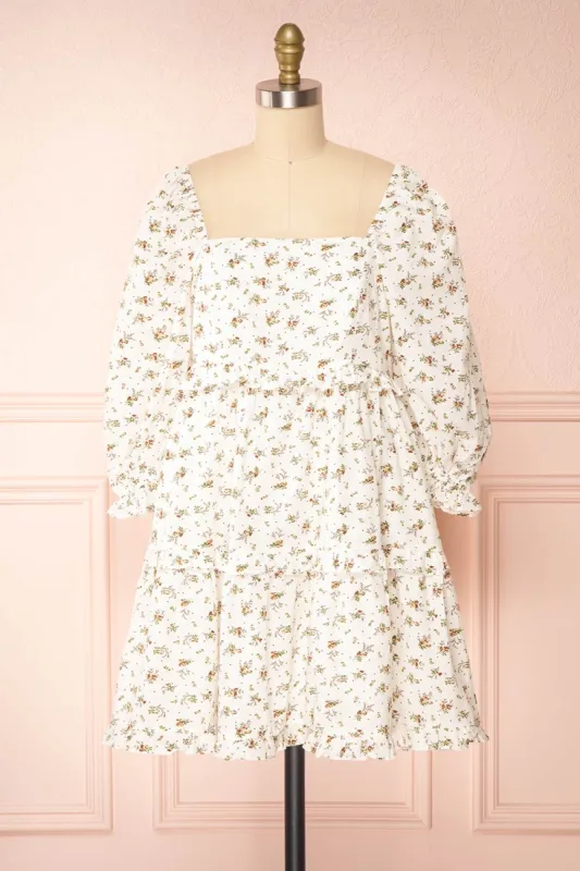 Linea | Floral Short Dress w/ Puffy Sleeves sold by Boutique 1861