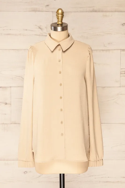 Palanga | Beige Button-Up Blouse sold by Boutique 1861