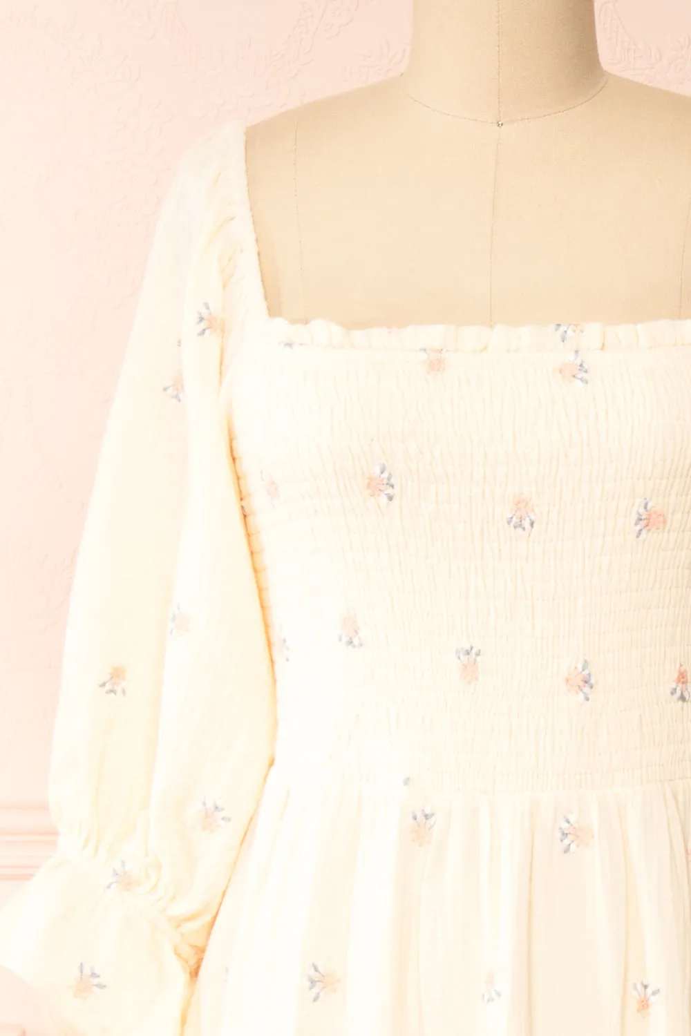 Estelle Ivory | Midi Dress w/ Floral Embroidery sold by Boutique 1861 product image thumbnail 2
