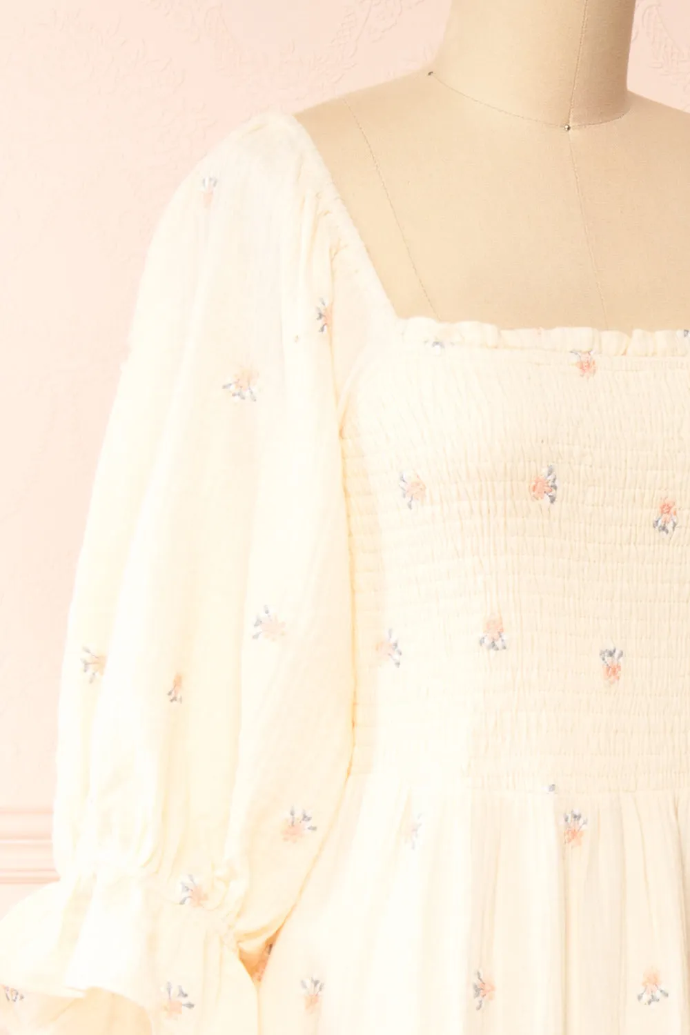Estelle Ivory | Midi Dress w/ Floral Embroidery sold by Boutique 1861 product image thumbnail 4