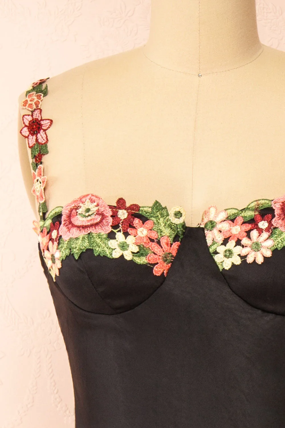 Ramona Black | Slip Dress w/ Floral Embroidery sold by Boutique 1861 product image thumbnail 2