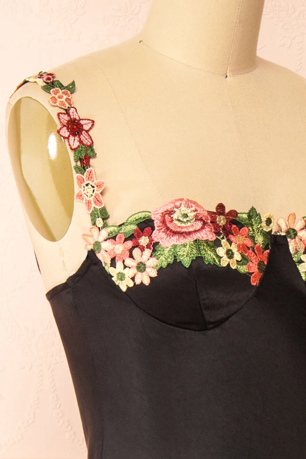 Ramona Black | Slip Dress w/ Floral Embroidery sold by Boutique 1861 product image thumbnail 4