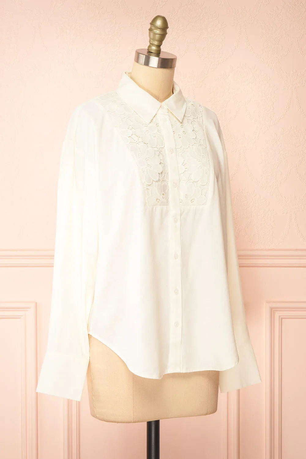 Caselotta | Ivory Shirt w/ Embroidered Flowers sold by Boutique 1861 product image thumbnail 3