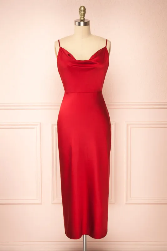 Tarah | Midi Cowl Neck Satin Dress sold by Boutique 1861