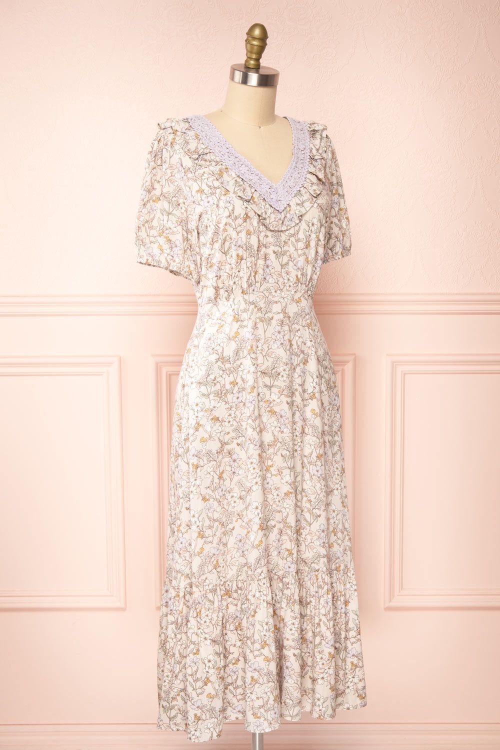 Corinne | Floral Midi Dress w/ Embroidered Collar sold by Boutique 1861 product image thumbnail 3