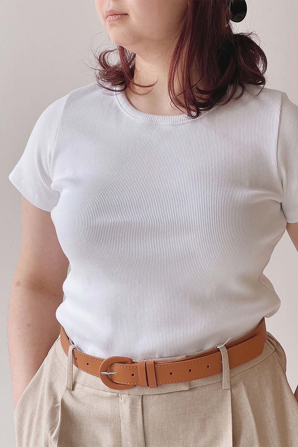 Zoey White | Ribbed Crew Neck T-Shirt sold by Boutique 1861 product image thumbnail 2