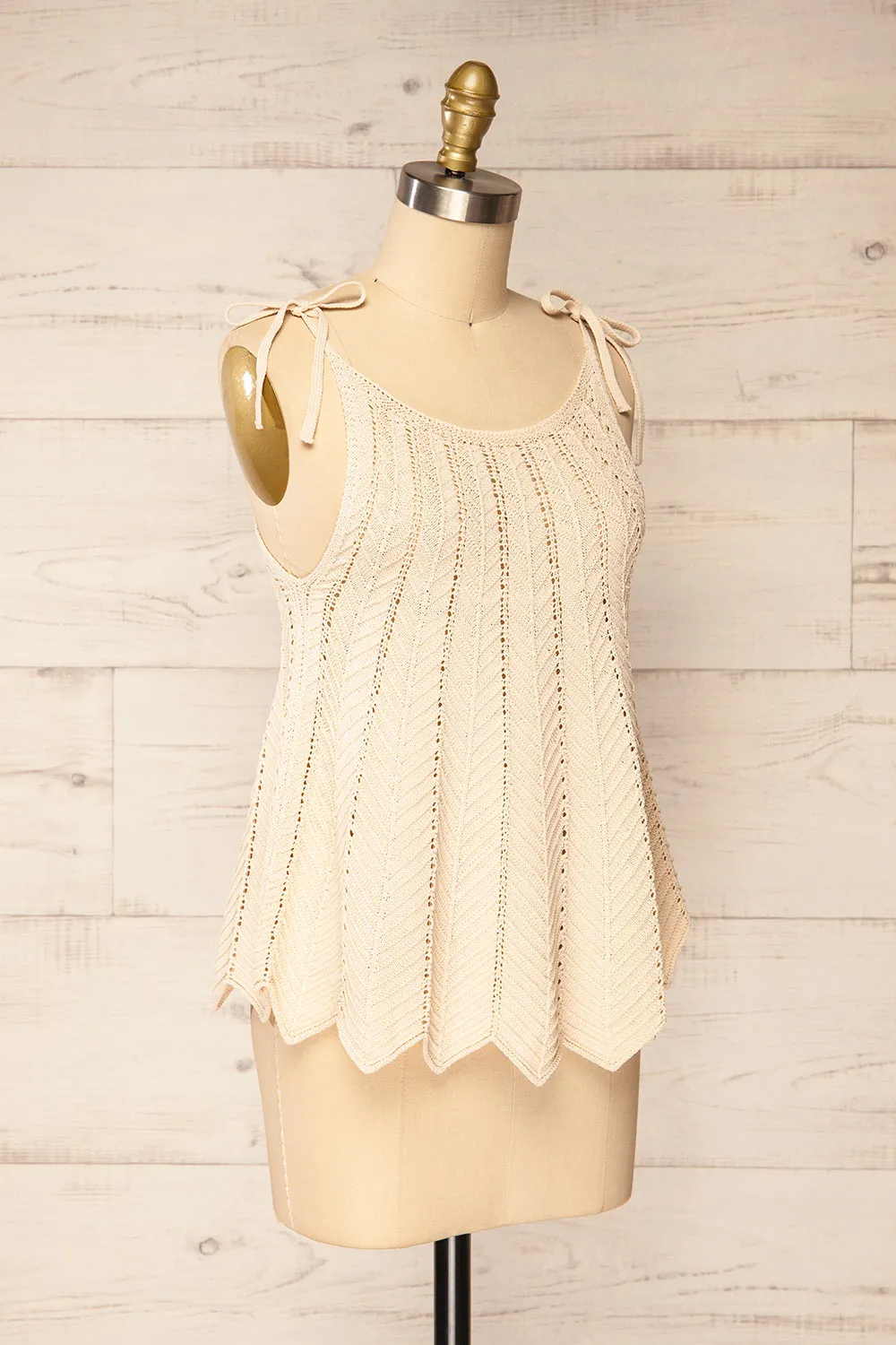 Byss | Beige Crochet Tank Top sold by Boutique 1861 product image thumbnail 3
