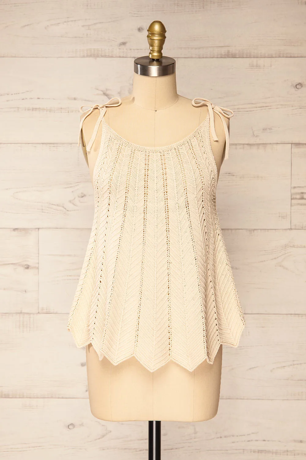 Byss | Beige Crochet Tank Top sold by Boutique 1861