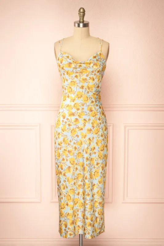 Dayna | Cowl Neck Floral Midi Dress sold by Boutique 1861