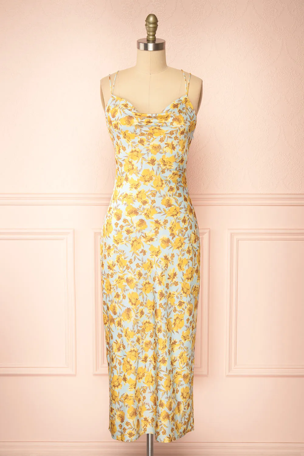 Dayna | Cowl Neck Floral Midi Dress sold by Boutique 1861