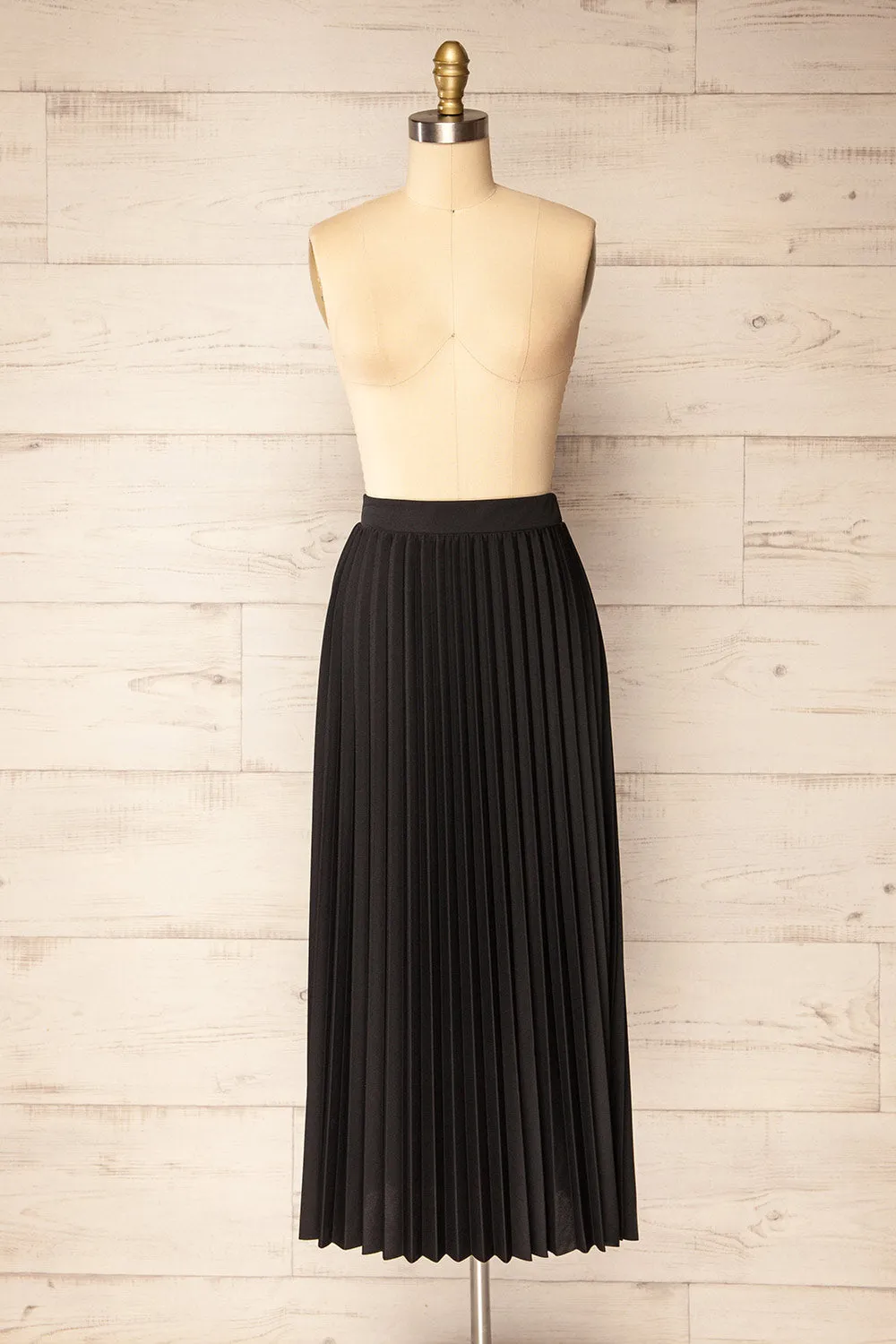 Vaduz Black | Pleated Maxi Skirt sold by Boutique 1861
