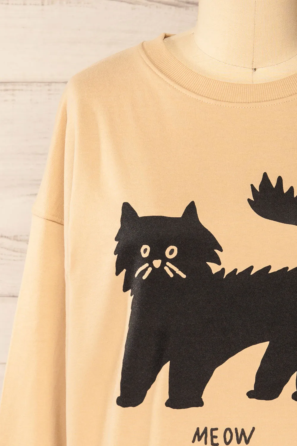 Pittsburgh | Beige Crewneck Sweatshirt w/ Cat Print sold by Boutique 1861 product image thumbnail 2