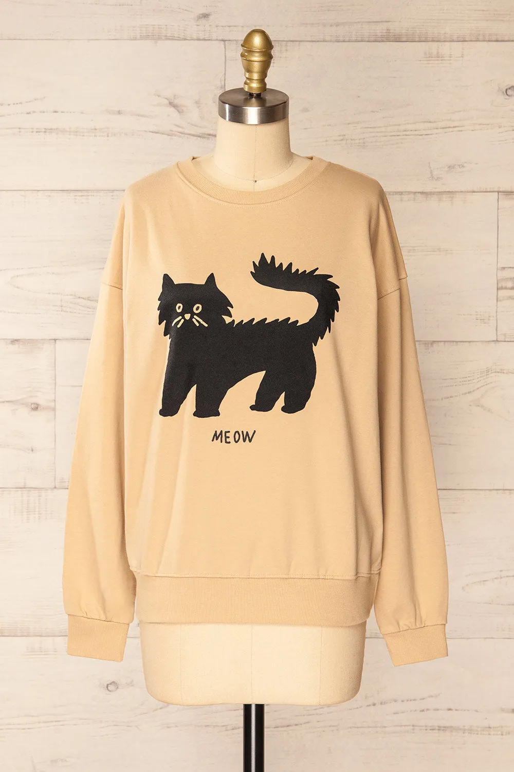 Pittsburgh | Beige Crewneck Sweatshirt w/ Cat Print sold by Boutique 1861