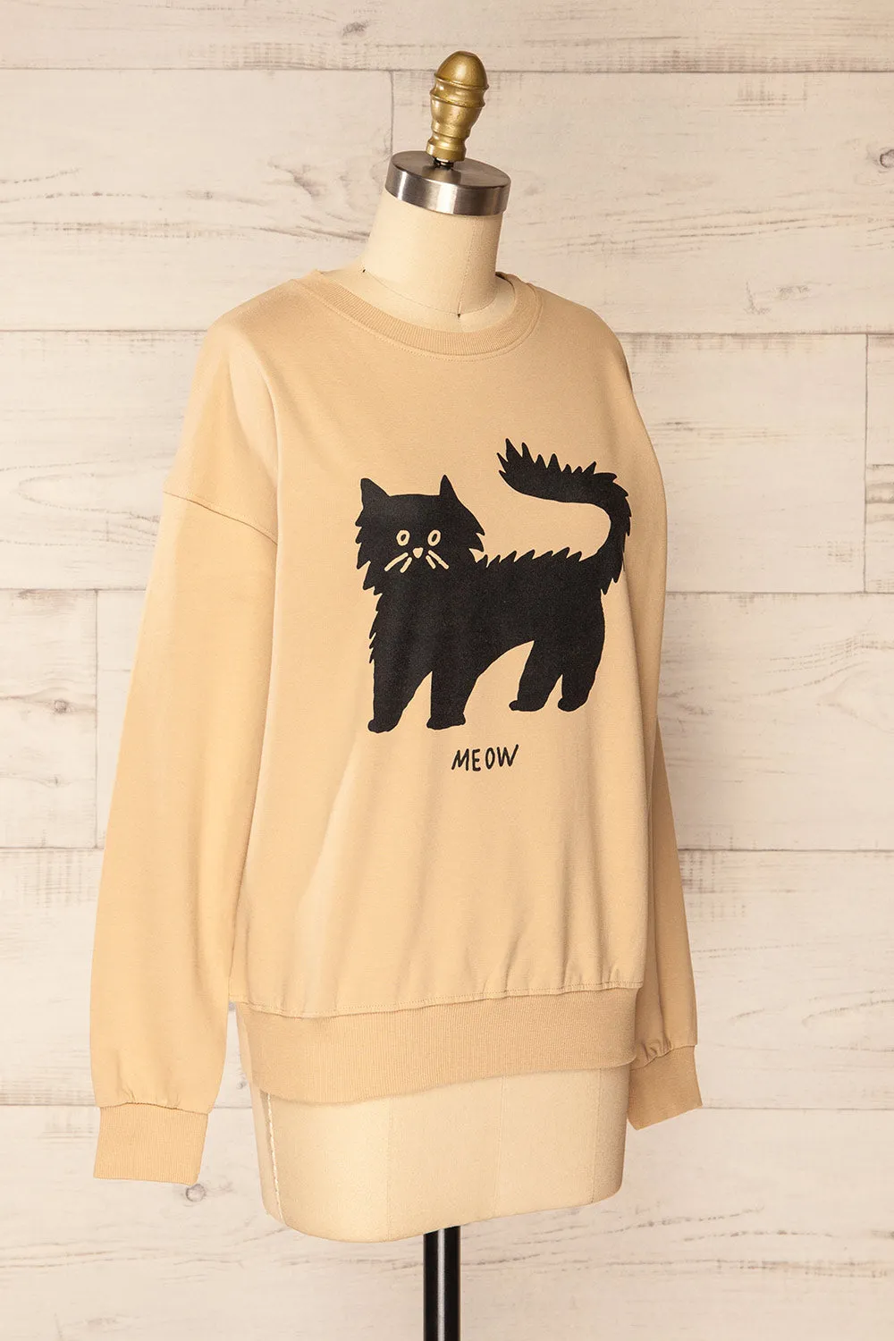 Pittsburgh | Beige Crewneck Sweatshirt w/ Cat Print sold by Boutique 1861 product image thumbnail 3