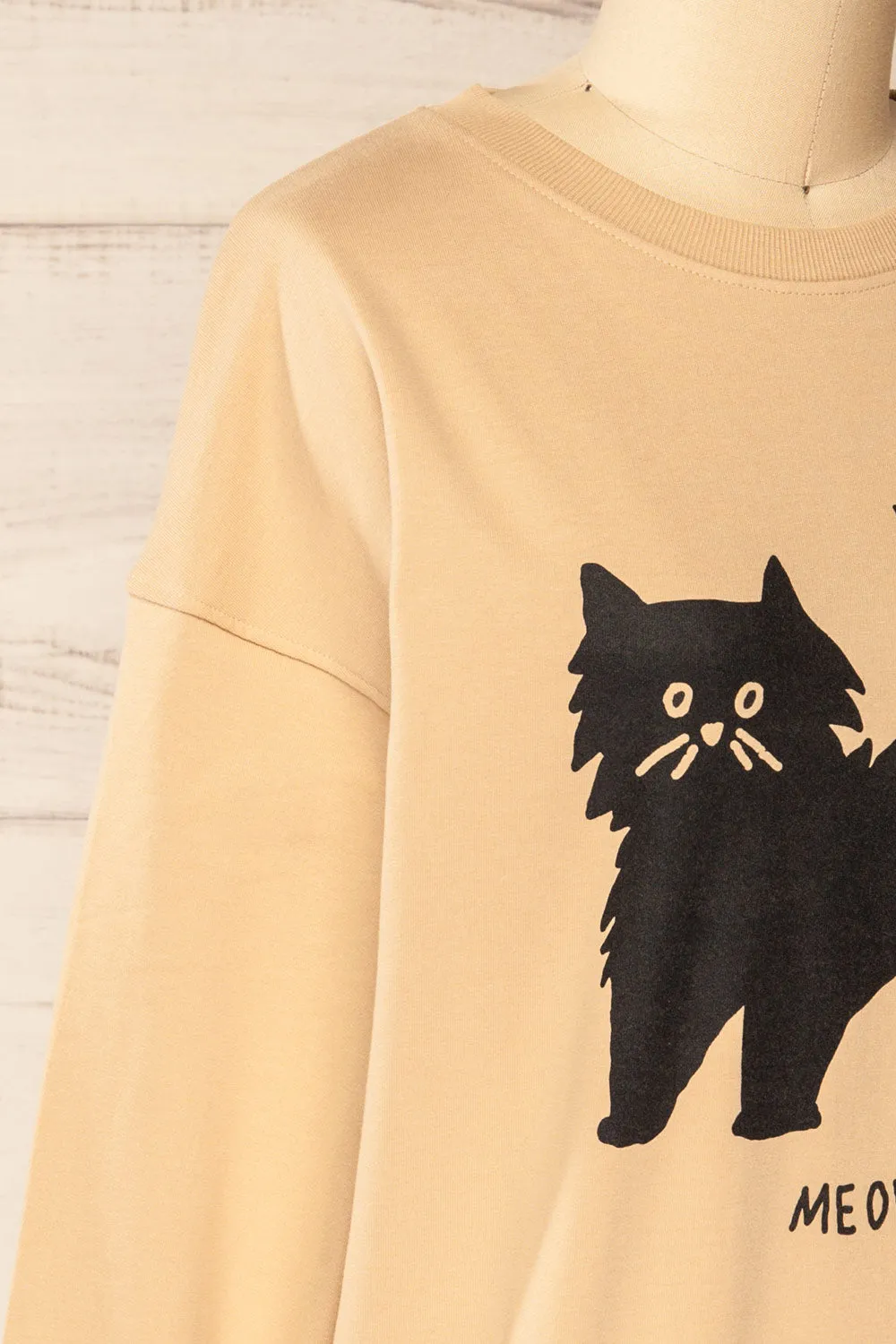 Pittsburgh | Beige Crewneck Sweatshirt w/ Cat Print sold by Boutique 1861 product image thumbnail 4