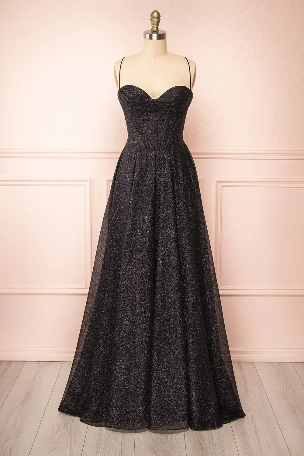 Lexy Black | Sparkly Cowl Neck Maxi Dress sold by Boutique 1861