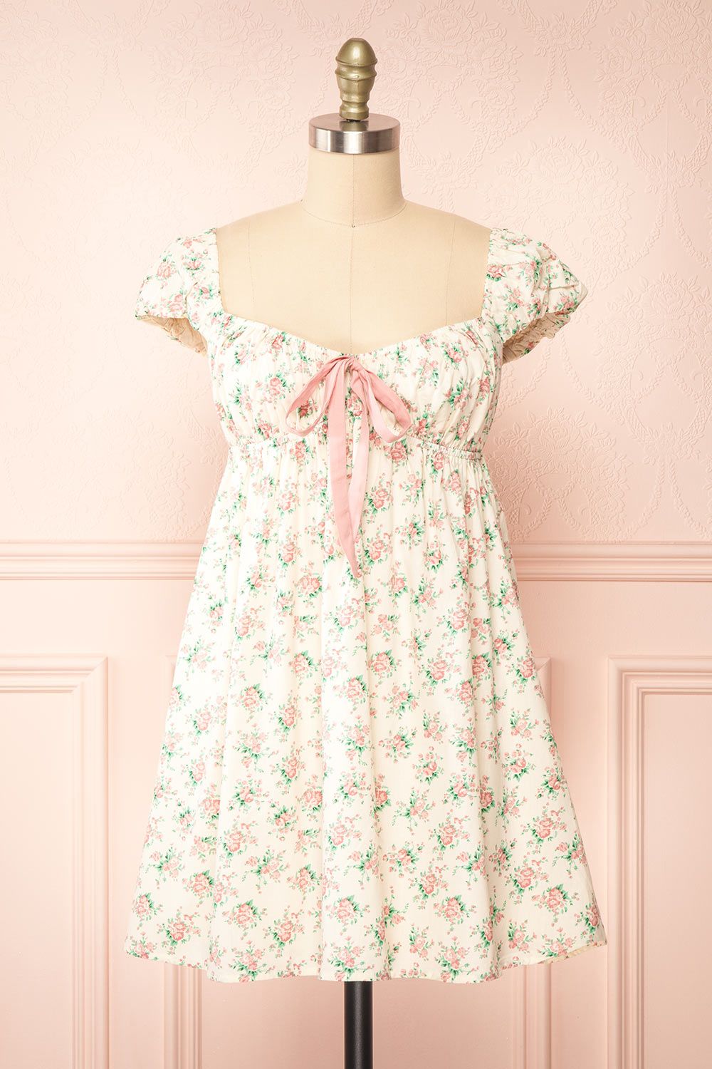 Junia | Short Floral Babydoll Dress w/ Bow sold by Boutique 1861