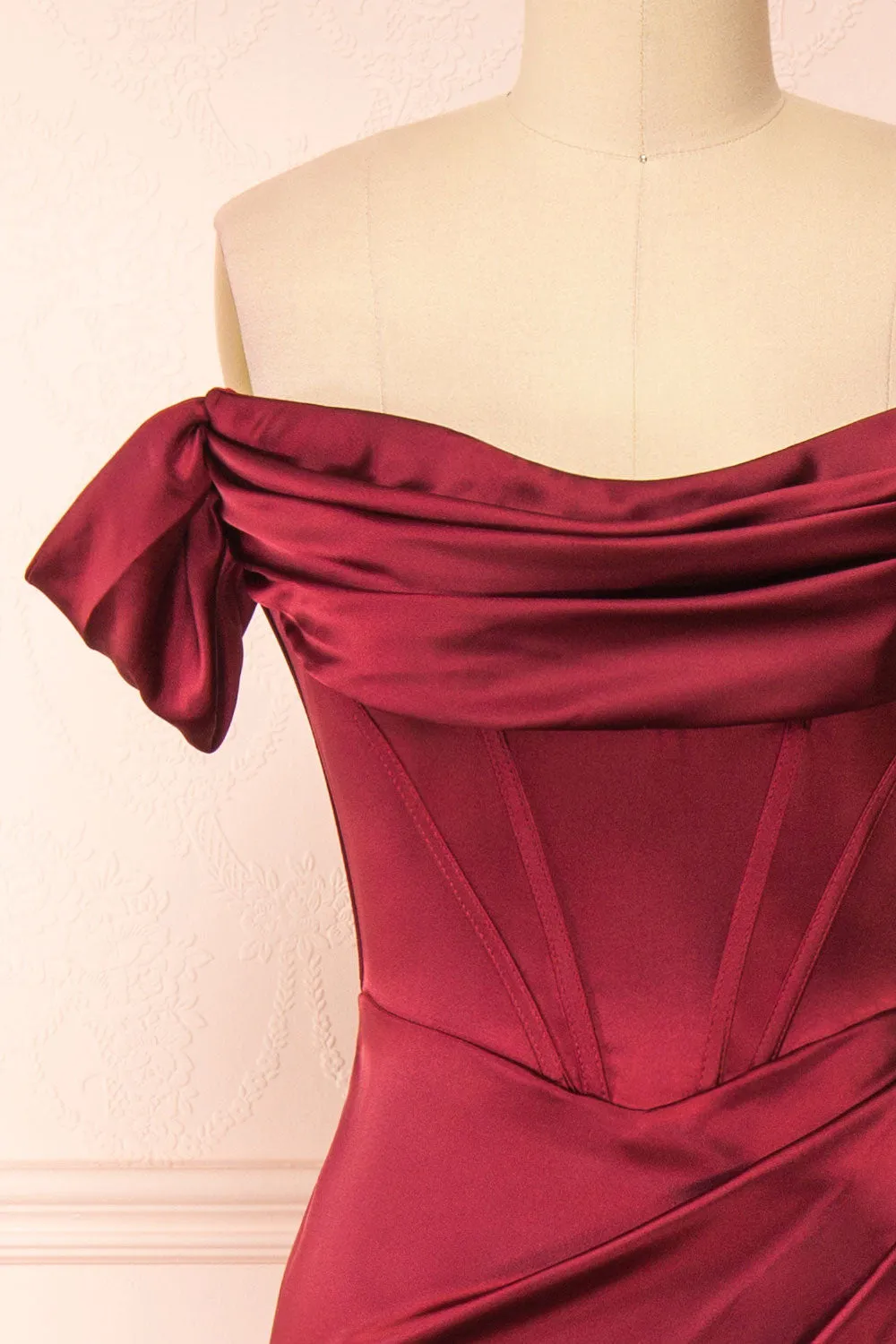 Evolet Burgundy | Off-Shoulder Corset Maxi Dress sold by Boutique 1861 product image thumbnail 4
