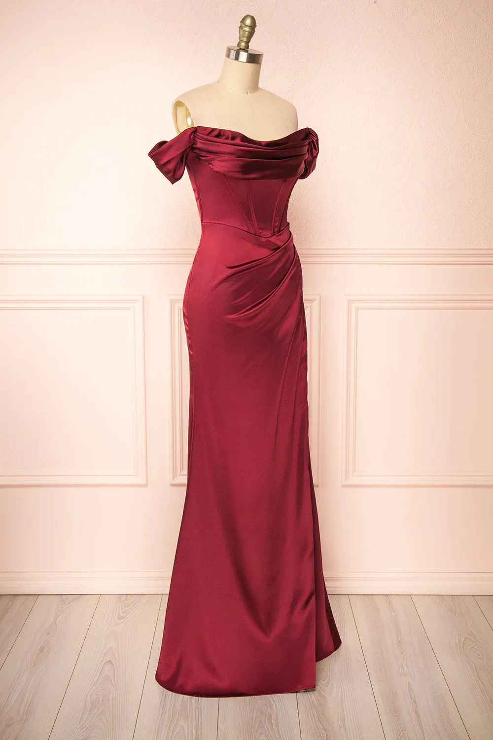 Evolet Burgundy | Off-Shoulder Corset Maxi Dress sold by Boutique 1861 product image thumbnail 5