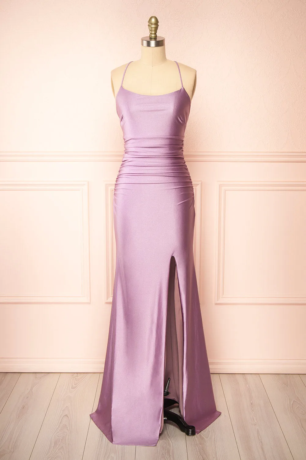 Sonia Lavender | Mermaid Maxi Dress with Slit sold by Boutique 1861