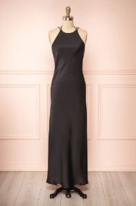 Nairobi Black | Satin Maxi Dress w/ Open Back sold by Boutique 1861