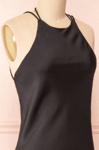 Nairobi Black | Satin Maxi Dress w/ Open Back sold by Boutique 1861