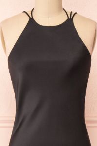 Nairobi Black | Satin Maxi Dress w/ Open Back sold by Boutique 1861