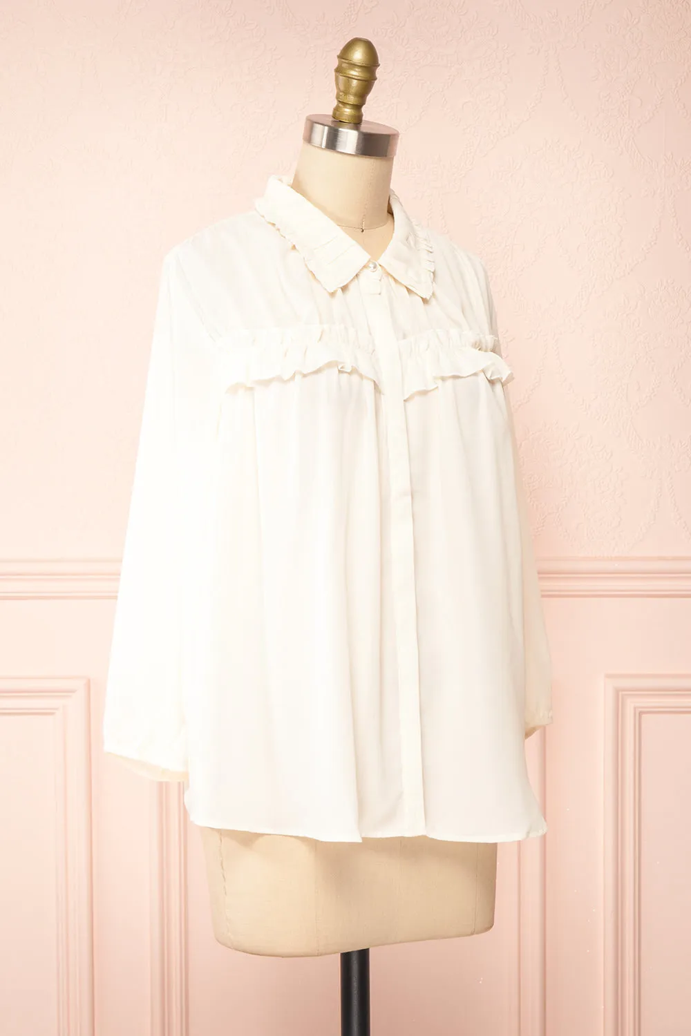 Lunshi | Long Sleeve Ruffled Button-Up Blouse sold by Boutique 1861 product image thumbnail 3