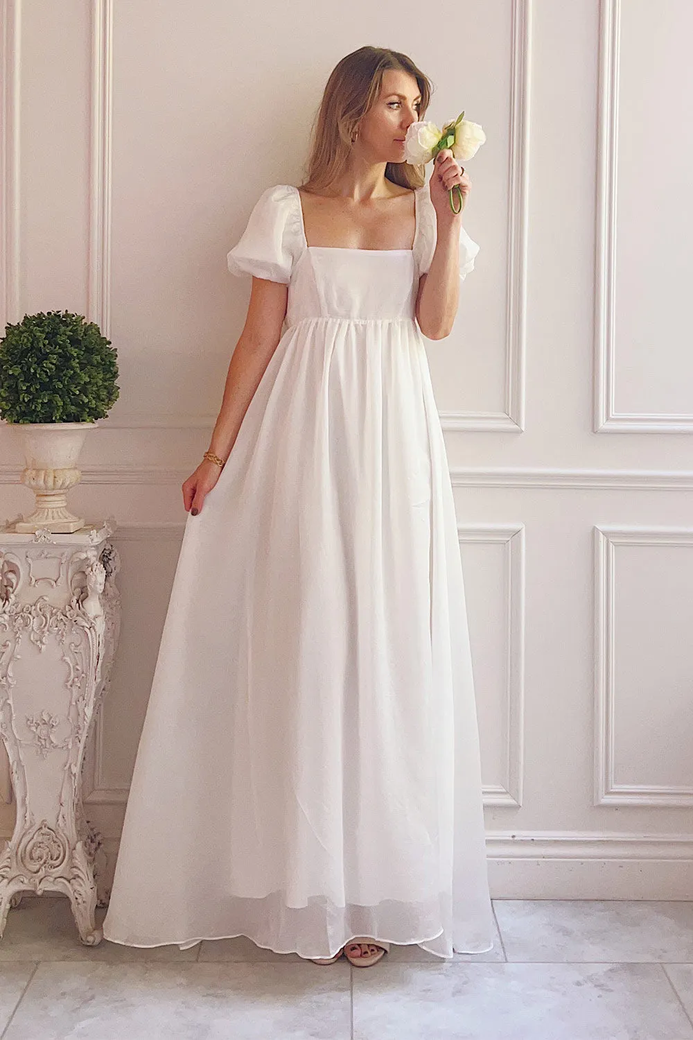 Chrissy | White Maxi Dress w/ Empire Waist sold by Boutique 1861 product image thumbnail 2