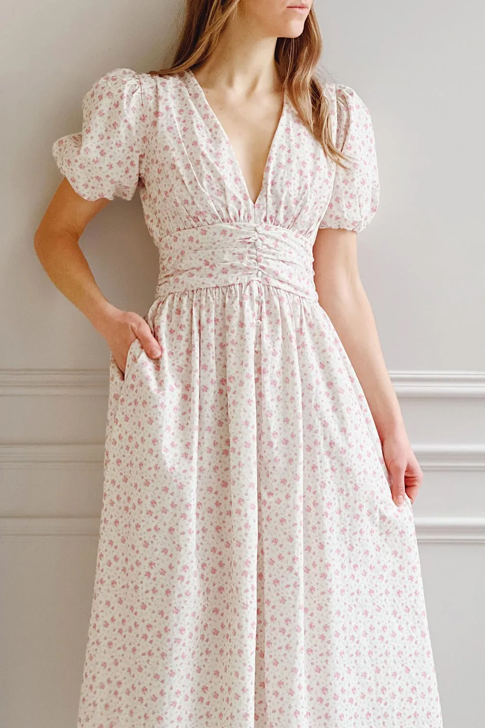 Veronique | Midi Floral Dress w/ Puffy Sleeves sold by Boutique 1861 product image thumbnail 2