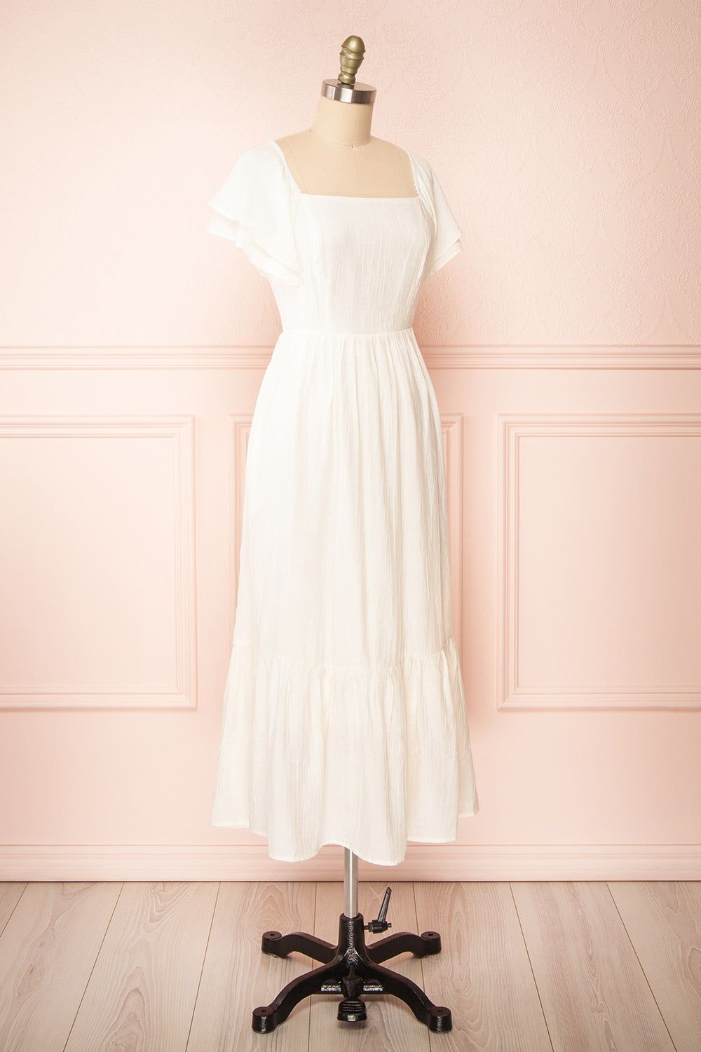 Myrtille Ivory | Midi Dress w/ Ruffled Sleeves sold by Boutique 1861 product image thumbnail 4
