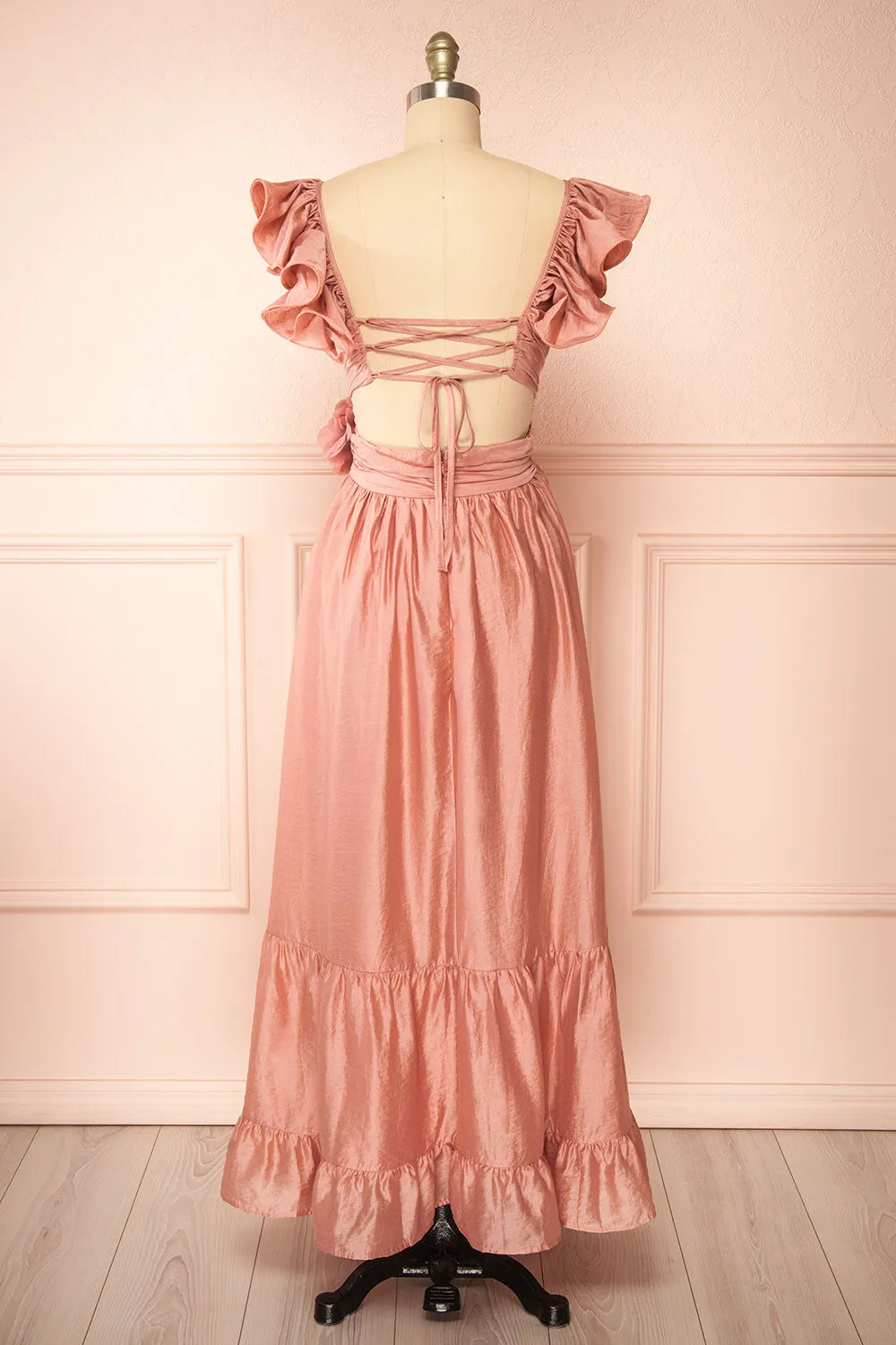 Binnie | Long Pink Dress w/ 3D Flowers sold by Boutique 1861 product image thumbnail 3